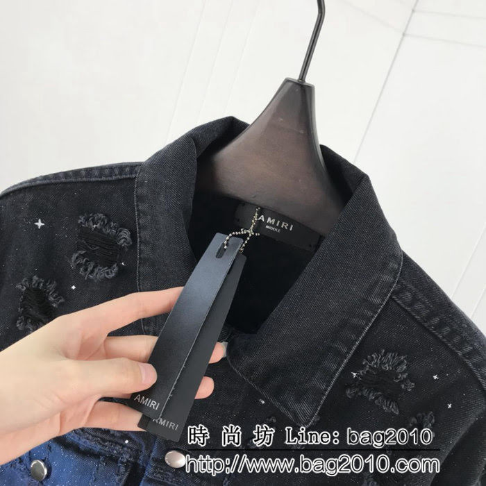 AMIRI阿米裏 高街潮牌 18ss新款 椰樹月光狼圖案 水洗破洞 牛仔外套 男女同款 ydi1615